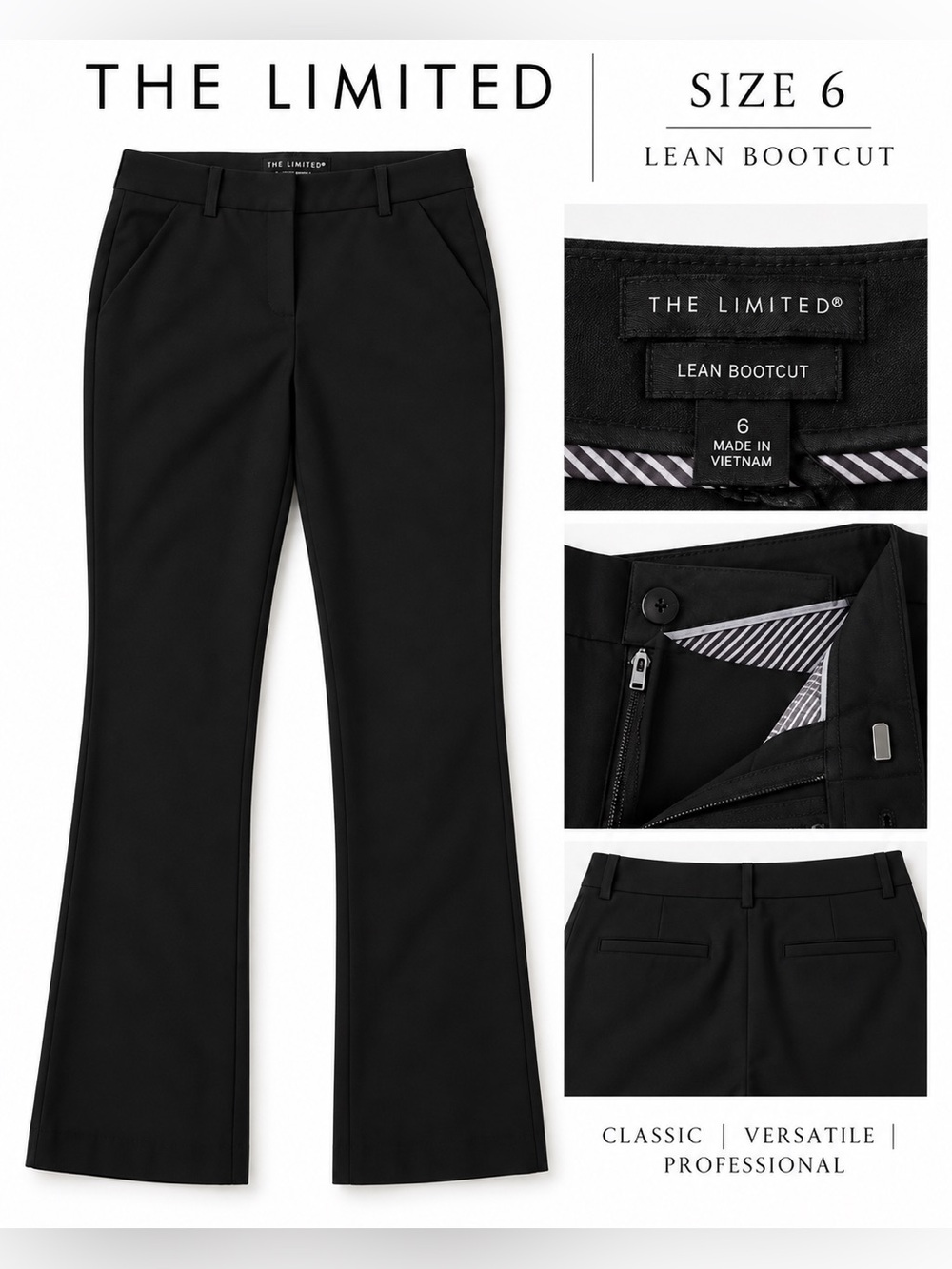 The Limited Black Lean Bootcut Dress Pants Size 6